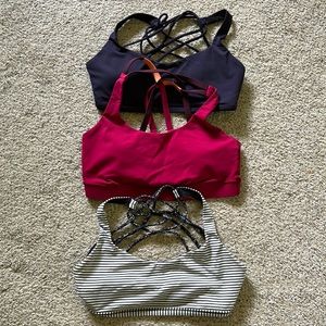 Set of 3 lululemon sports braus, size 6
